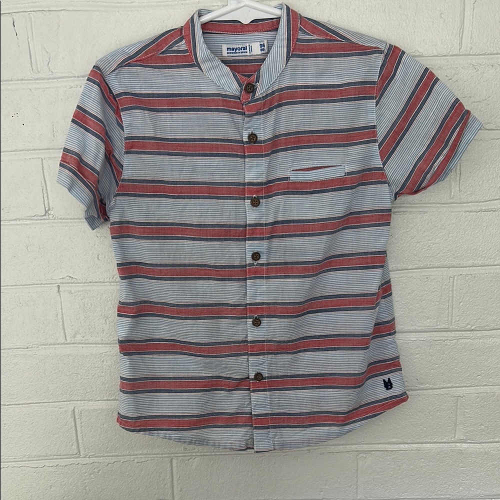 Mayoral Boy's Striped Red and Blue Shirt, size 3T